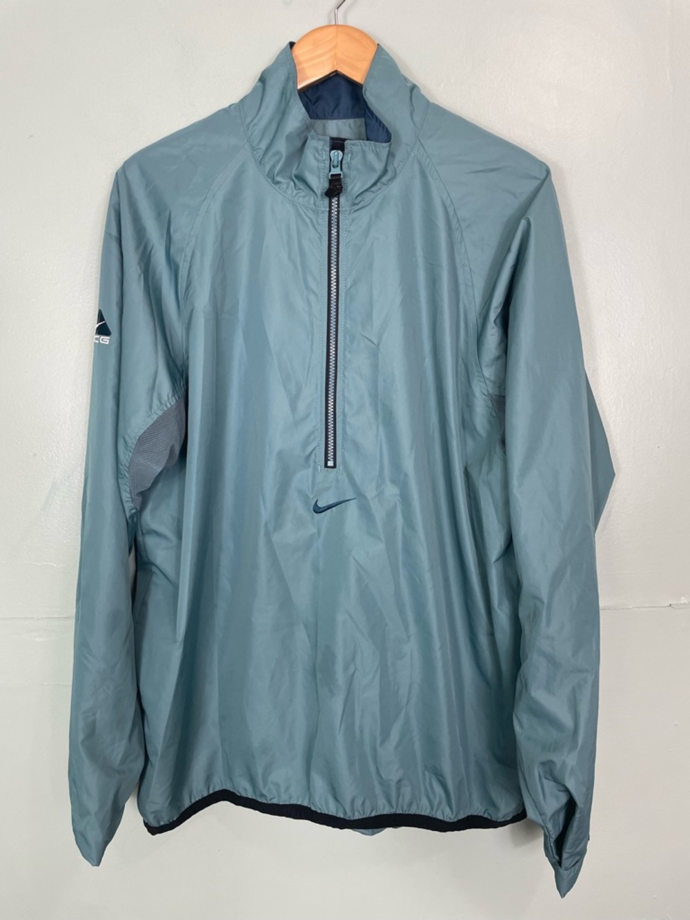 Vintage Nike ACG Windbreaker Jacket Half Zip Pullover Men‎ XL Blue Center Swoosh